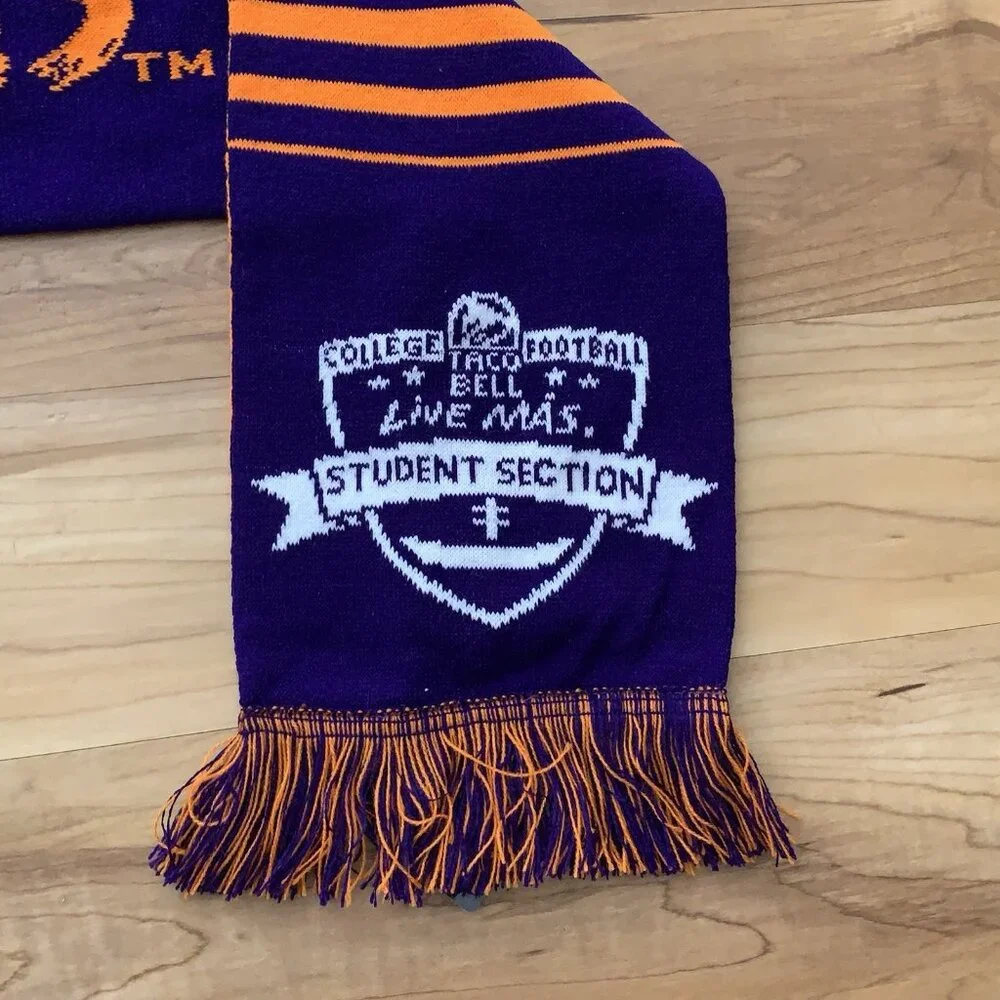 Taco Bell College Football Playoff Scarf Clemson Acrylic Orange Purple NWT